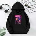 thumbnail image 4 of Girls Print Hooded Sweatshirt Autumn Winter Warm Cozy Pullover Casual Long Sleeve Outerwear Soft Comfort Fit Daily Wear For Teen Black,130, 4 of 7
