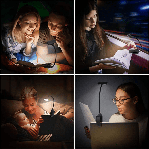 Lampe de lecture pour lire au lit la nuit, lampe de lecture ambre à  clipser, veilleuse de lecture à LED chaude, rechargeable par USB 