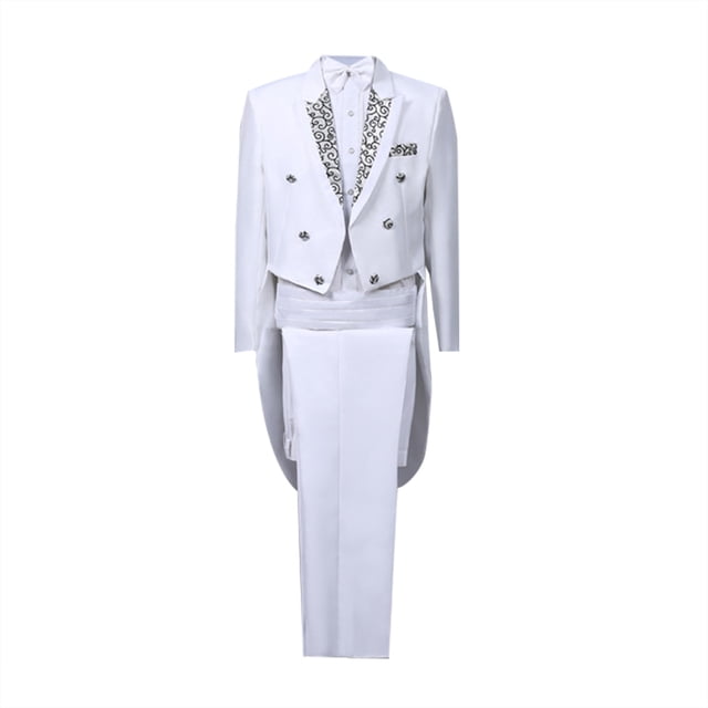 Vestido de hombre, traje de esmoquin, ropa de actuación, ropa de actuación de escenario de mago, traje de cuatro piezas Pompotops oipoqjl22246