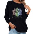 thumbnail image 1 of Bmisegm Chandail en Molleton pour Femmes Col Rond Manches Longues Blouse Légère Décontractée Noire L, 1 of 4
