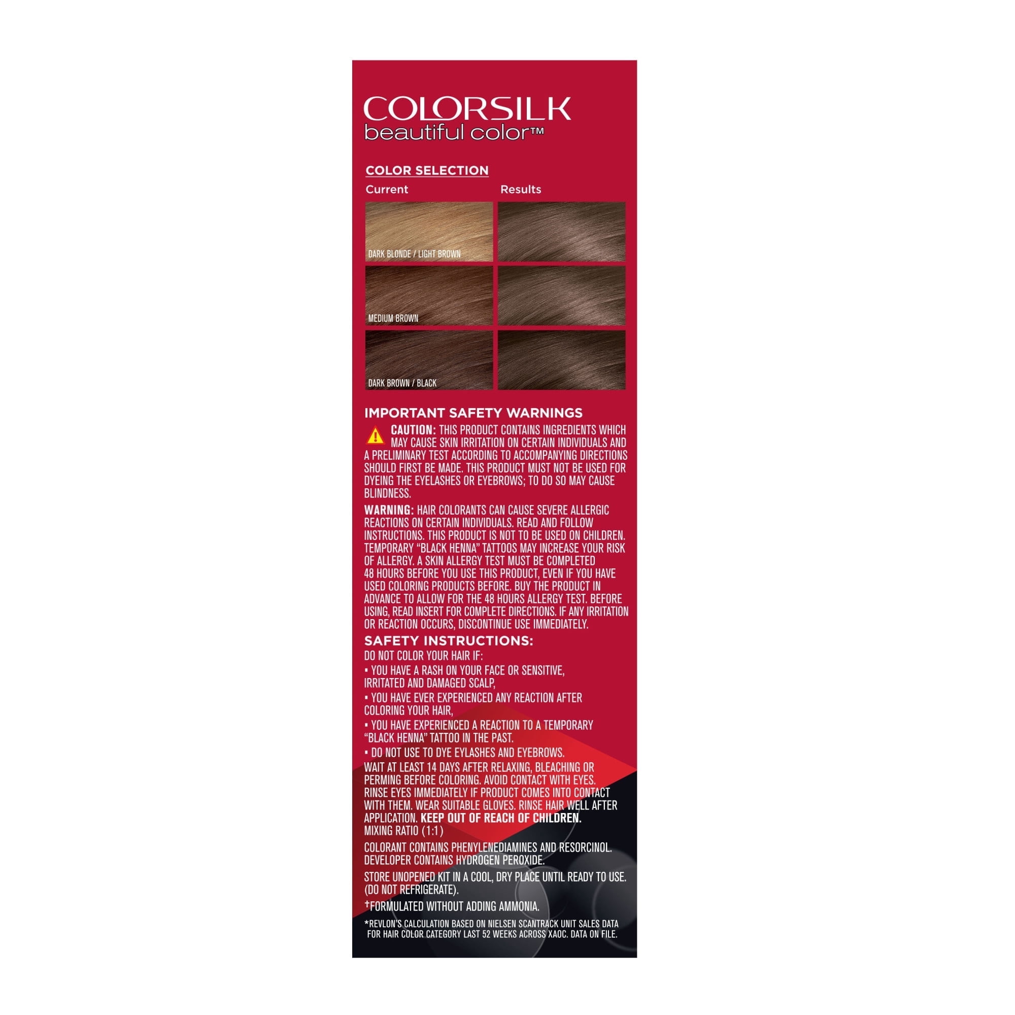 Revlon ColorSilk Beautiful Permanent Hair Color, 41 Medium Brown, 3-Pack