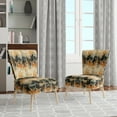 thumbnail image 2 of Designart "Golden Gilded Chevron Reverie I" Gold Chevron Upholstered Accent Chair - Glam Arm Chair For Living Room, 2 of 7
