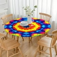 thumbnail image 3 of Colorful Tie Dye Star Pattern Round Fitted Tablecloth with Elastic Edge,Dining Table Cover Waterproof,Outdoor Round Tablecloth for Camping,Dining,Indoor and Outdoor, 3 of 7