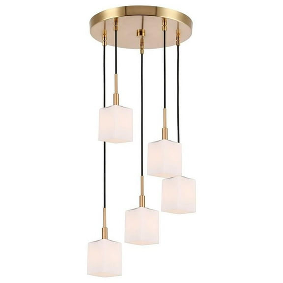 Woodbridge Lighting Langston 5-Light Metal Steel Cluster Pendant in Brass