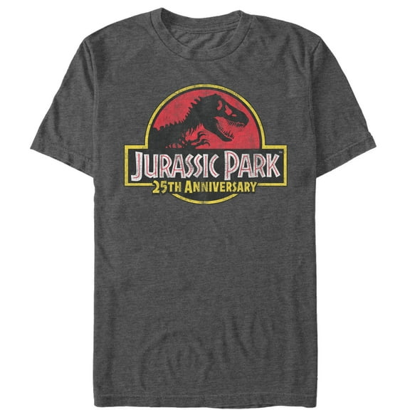 Men's Jurassic Park Retro 25th Anniversary Logo Graphic Tee Charcoal Heather Small