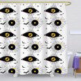 thumbnail image 1 of Spooky Halloween Shower Curtain - Black Spiderwebs & Bats Design, 1 of 5
