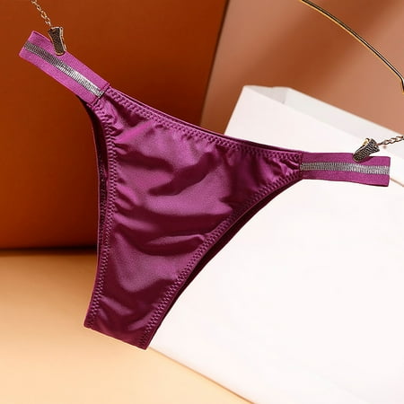 Pavied Cotton Underwear for Women Seamless Underwear Seamless Panties Mid Waist Ice Silk Hip Lifting Briefs Without Feeling Cotton Crotch Panties Thongs for Women Womens Underwear Purple XL