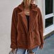 thumbnail image 5 of Gibobby Chamarra mujer, Abrigos esponjosos para mujer, chaquetas de oveja mullidas con cierre, estilo novio, clásico, sherpa, manga larga(Marrón,CH), 5 of 5