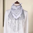 thumbnail image 4 of Sequins Scarf Exquisite Pattern Tassel Design Non-Fading Washable Quick Dry Decorative Polyester Women Beautiful Fringed Bandana Headscarf for Party, 4 of 8