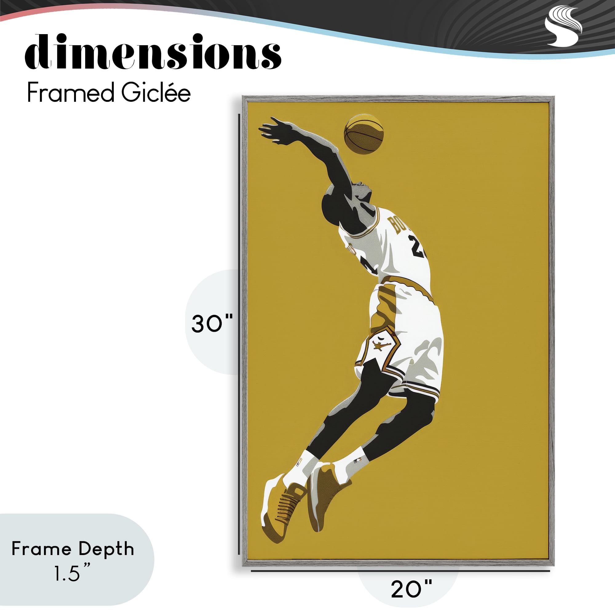 Stupell Industries Iconic Basketball Dunk Gray Framed Giclee Art, design by Ray Powers