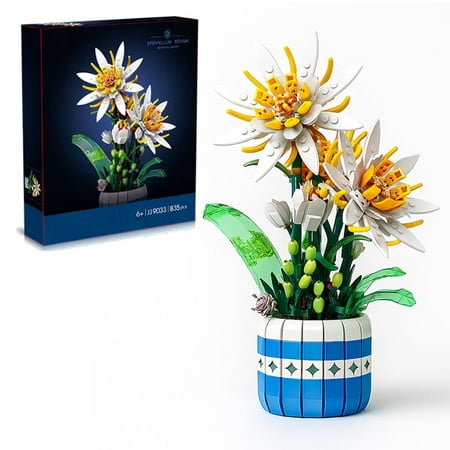 FUN-BLOX Botanicals Bonsai Building Blocks Set, 835 Pieces, Home Decor, Epiphyllum Flowers
