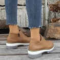 thumbnail image 2 of BONIXOOM Work Boots For Women Pumps Low Heel Leather Slip-On Ankle Boots For Women Khaki 43(US:9.5), 2 of 9