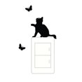 thumbnail image 2 of 1pc Cute Black Cat Catching Butterflies Wall Sticker Black Cat Butterflies Switch Sticker - Matte - Adhesive, 2 of 5
