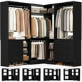 thumbnail image 3 of Homieasy Closet System with 6 Drawers, 4 Hanging Rods & Corner Tower, Corner Closet System with Hanging, 86.8" L-Shaped Walk-In Wardrobe Organizer, 2000+ lbs Capacity, Set of 3, Black, 3 of 8