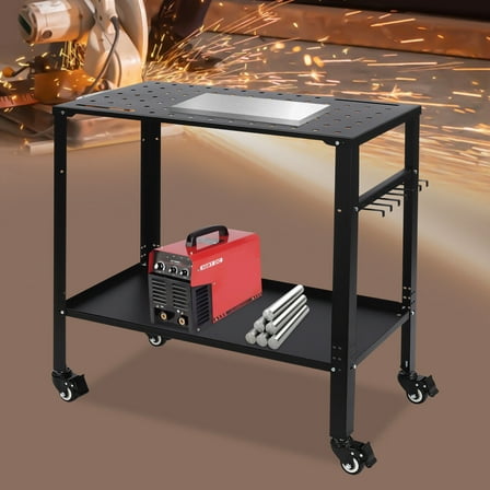 1200 Lbs Portable Welding Table with Holes On Top Welding Cart with Wheels 36''×18"
