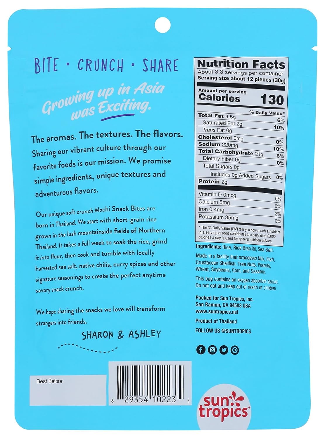 (Pack of 12) Sun Tropics Sea Salt Mochi Snack Bites, 3.5 oz