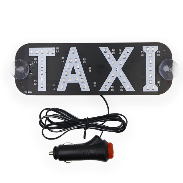 Decoración LED azul grande con logotipo de taxi, gancho intermitente para ventana de taxi con inversor de 12 V CC, cargador para coche, luces de taxi