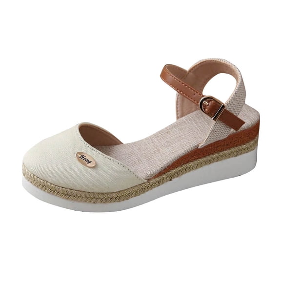 RUIYANQI Women's Espadrille Wedge Sandals Ankle Strap Buckle Closure Shoes Trendy Fashion Summer Beach Footwear Comfortable Platform Mary Jane Style for Outdoor Daily Wear