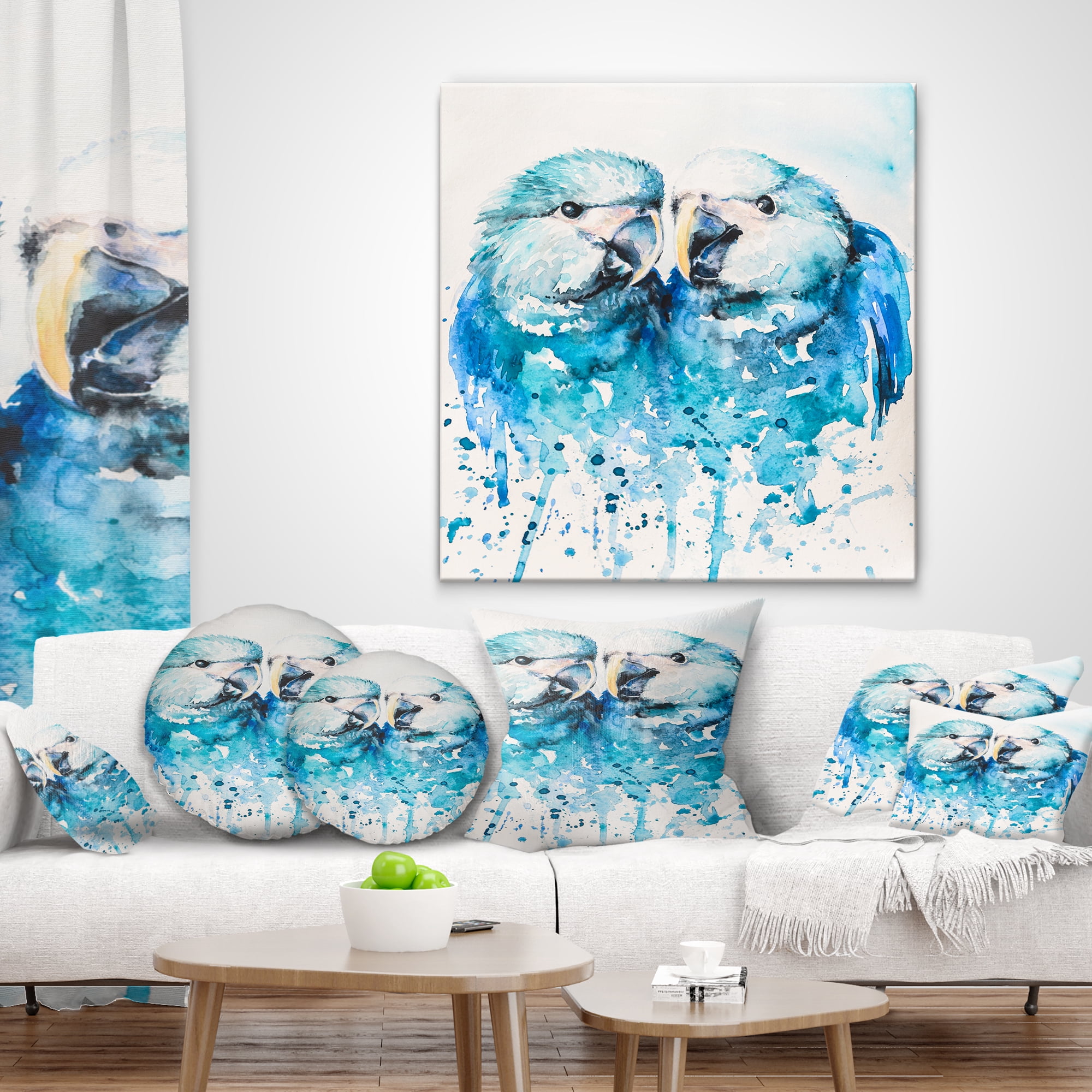 Designart Spix s Macaw Watercolor - Abstract Throw Pillow - 12x20
