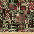 thumbnail image 2 of Ambesonne Ethnic Fabric by the Yard Upholstery, Oriental Floral Motif Print, 2 Yards, Raspberry Beige Black, 2 of 5