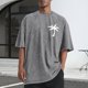 thumbnail image 1 of Tops para hombre, blusas y camisas de cuello redondo y manga corta para hombre, camisetas deportivas informales de color liso con cuello redondo y efecto desgastado, blusas de licra para hombre., 1 of 5
