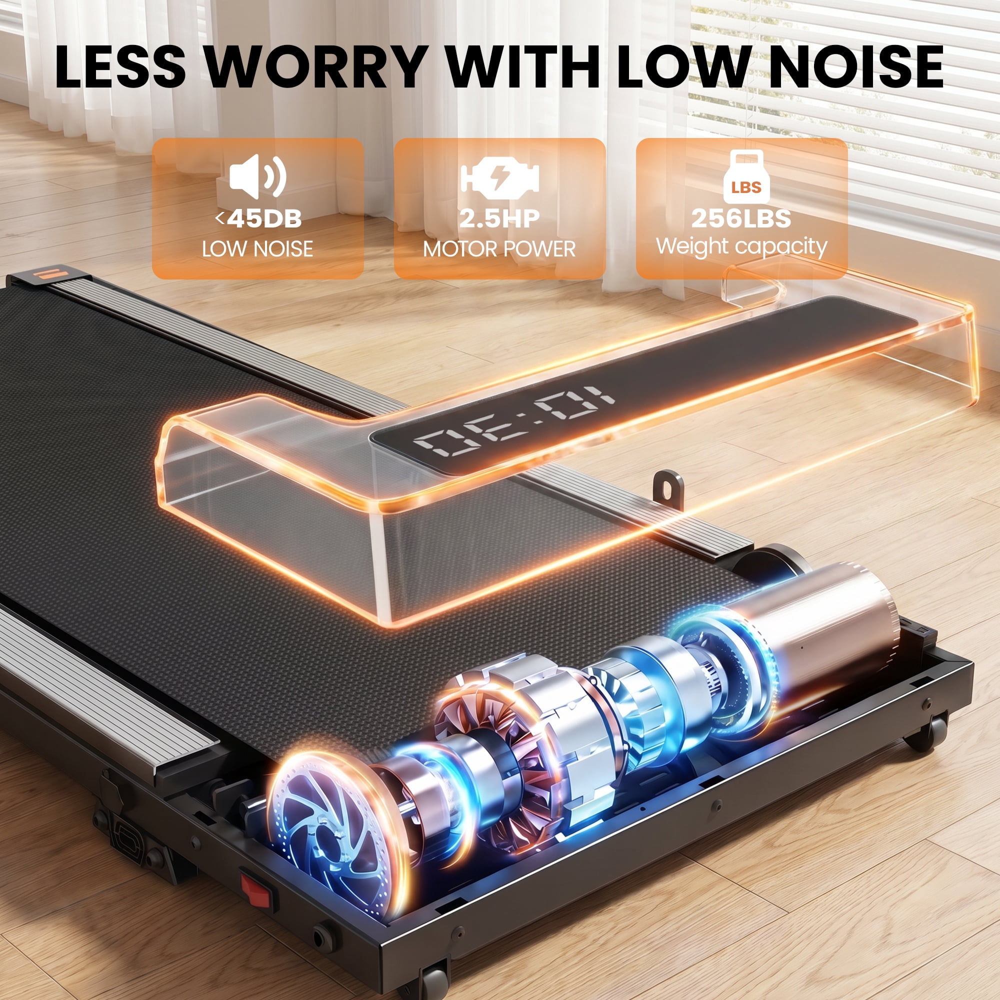 ASoopher Foldable Walking Pad with Incline and Handle Bar, Small Portable Treadmill, for Home and Office，2.5 HP Under Desk Treadmills, 0.6-3.8 MPH, Black