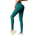 thumbnail image 3 of TWZH Women Plain Tummy Control High Waisted Shirring Butt Stretchy Leggings, 3 of 5