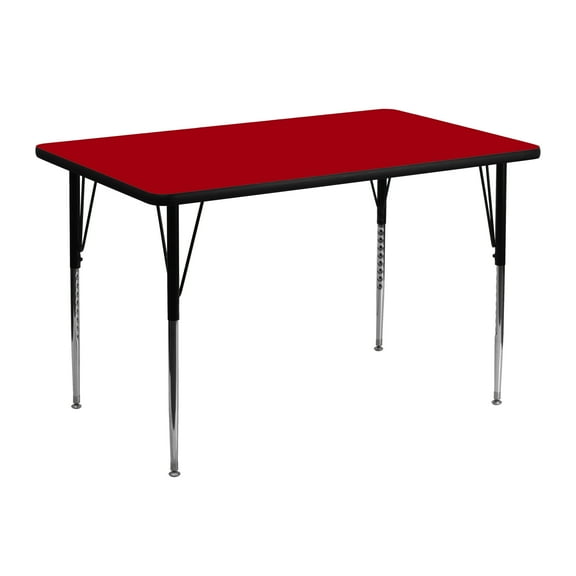 Emma   Oliver 30x48 Red Thermal Laminate Adjustable Activity Table