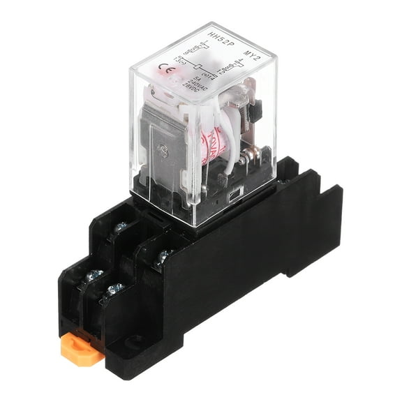 1Pcs AC 110V Electromagnetic Power Relay, 8-Pin 5A Power Coil Relay with LED Indicator and Socket Base DPDT 2NO 2NC - MY2NJ for Industrial, Home Appliances and DIN Rail System