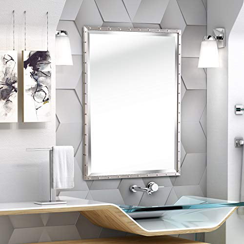 Motini Large Rectangle Mirrors For Wall, Brushed Nickel Rectangular Bathroom Mirror