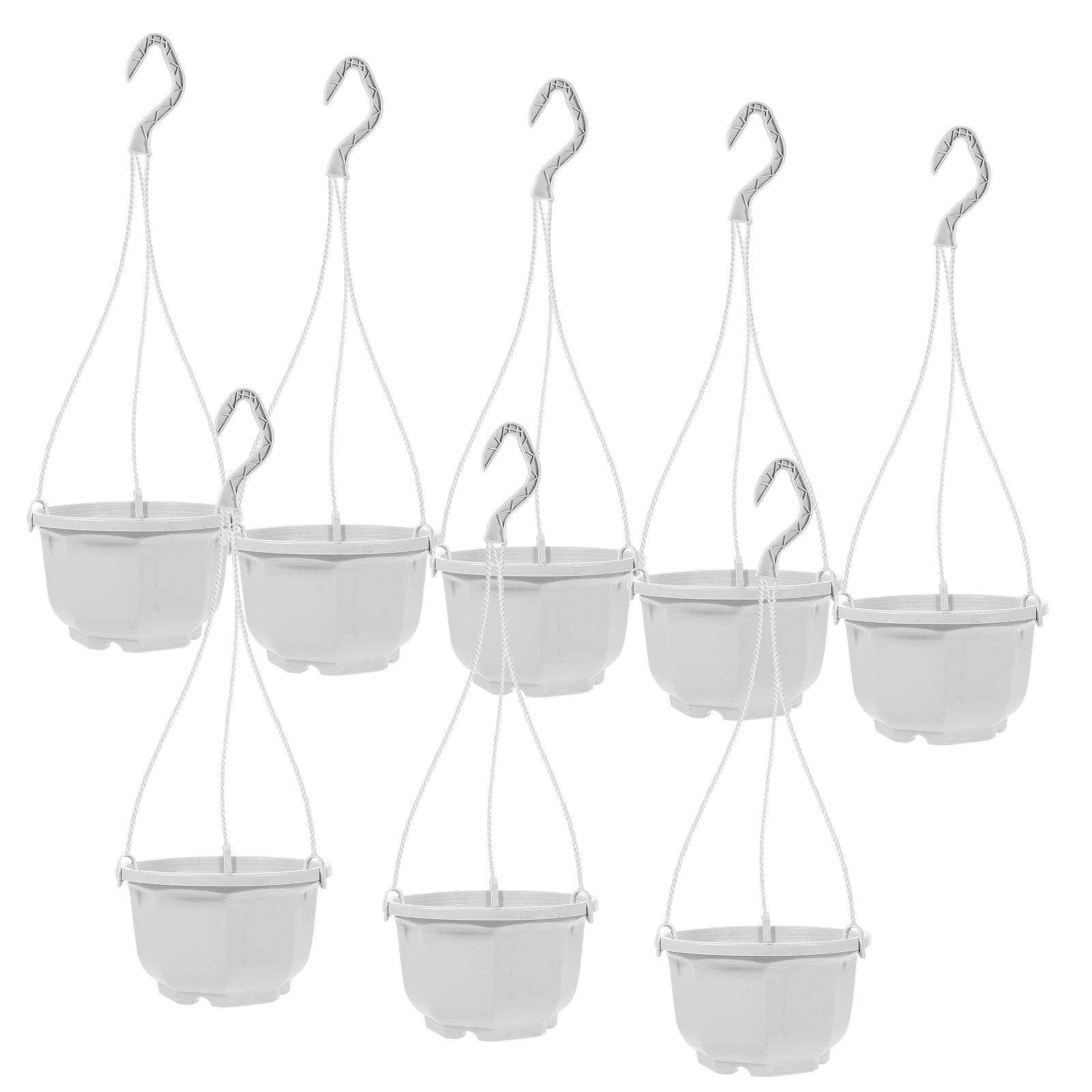 Octagonal Plastic Flower Pot Hanging Planter Baskets Indoor Pots The Fence Stand White