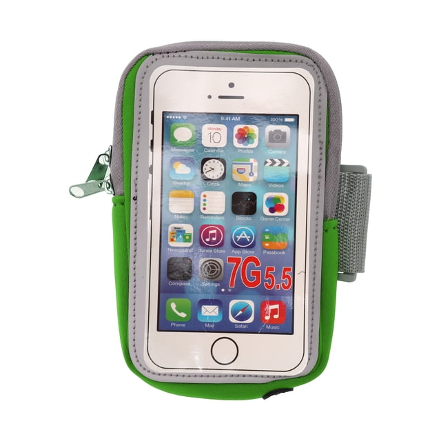 Unique Bargains 1 Pce Support de Téléphone Classique avec Fermeture Éclair pour Randonnée Gym Néoprène PVC Vert