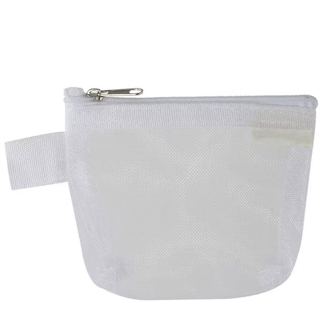 Yuarrent Bolsa de almacenamiento de malla de nailon transparente y transpirable portátil, Clips de papel, abrazaderas para monedas, organizador, bolsa Almacenamiento y organización del hogar Blanco Yuarrent HA083694-02