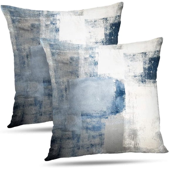 GALMAXS7 2Pcs Blue and White Abstract Art Pillow Cover Decorative Throw Pillow Cushion Cover 18"x18"