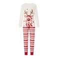 thumbnail image 2 of SUNSIOM Ensemble de Noël Assorti pour la Famille Imprimé Élan Manches Longues Col Rond Hauts/pantalons Rayés, 2 of 10