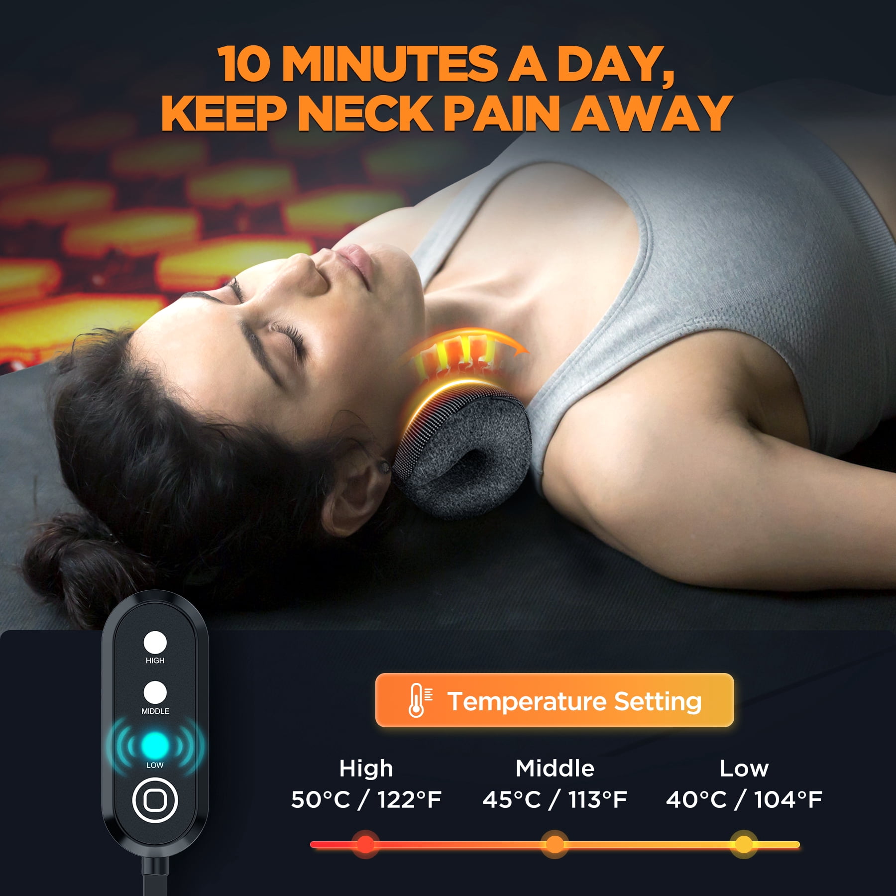 Famedio Heated Neck Stretcher for Pain Relief, Graphene Heating Pad, Neck Cloud Cervical Traction Device Chiropractic Pillow for Shoulder