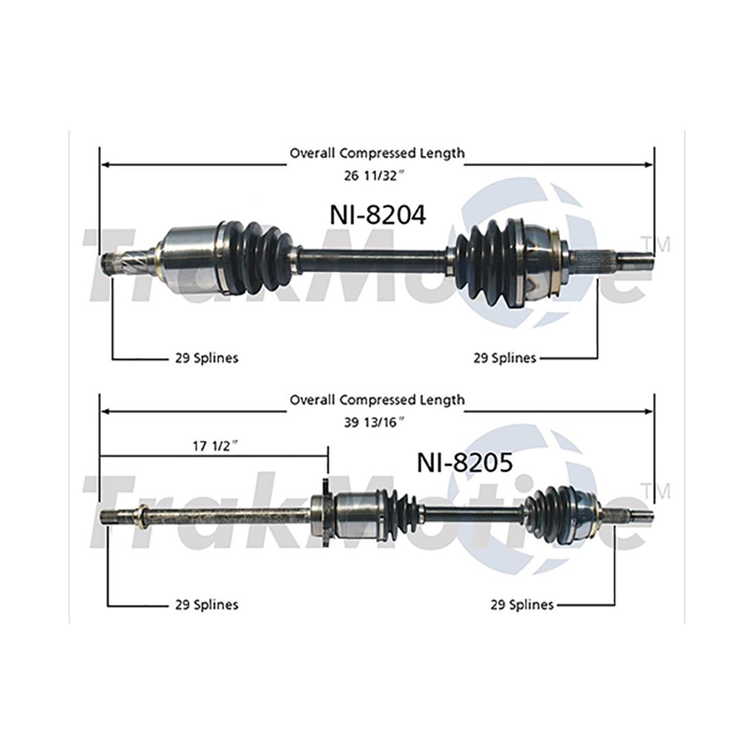 TrakMotive Front CV Axle CV Joint Shaft Assembly Assembly For Nissan