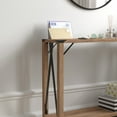 thumbnail image 4 of BizChair Modern Farmhouse Wooden 2 Tier Console Entry Table with Black Metal Corner Accents and Cross Bracing, Rustic Oak, 4 of 11