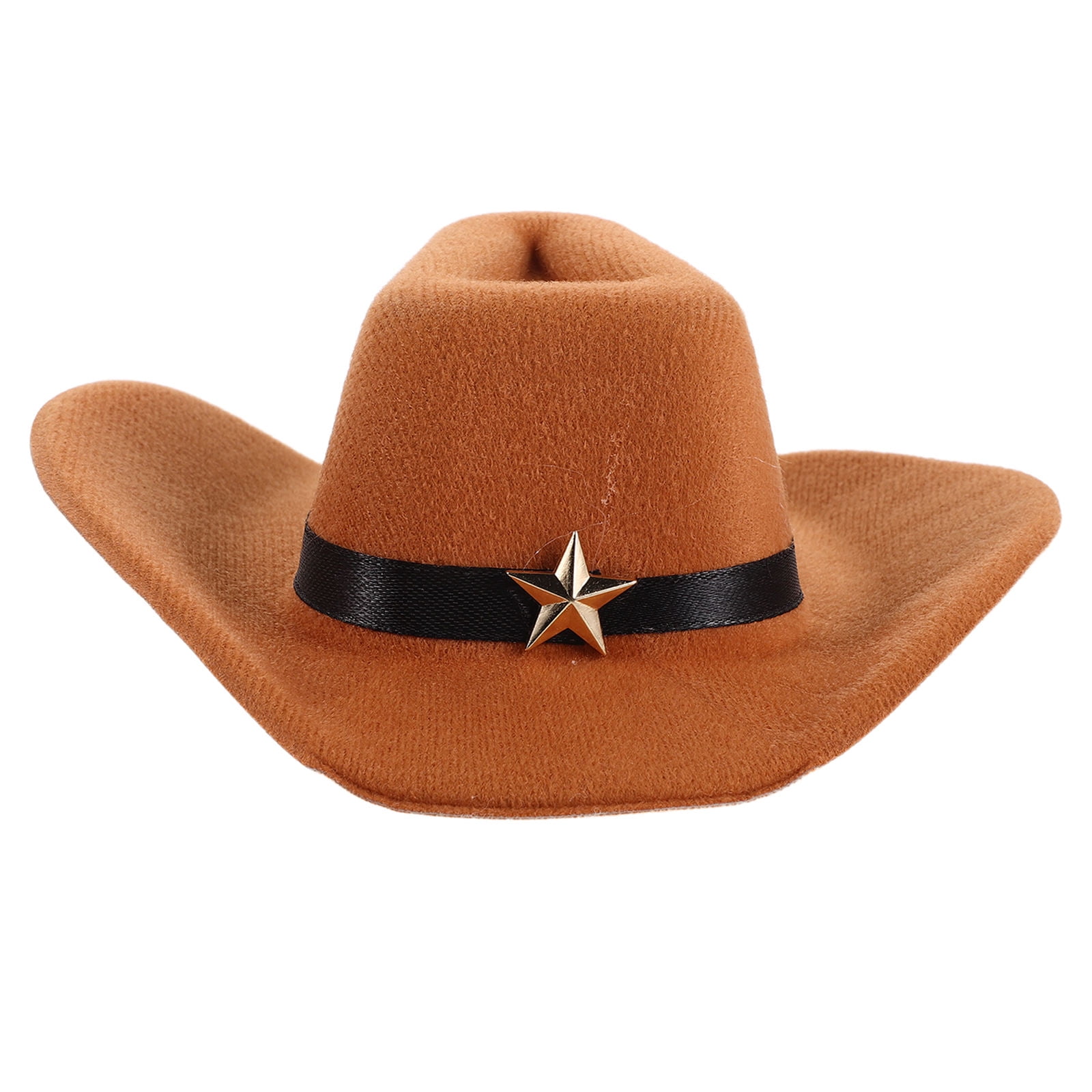 FUEENIRVA Pet Cowboy Hat Brown Wide Brim Adjustable Strap for Small Dogs and Cats Festival Accessory
