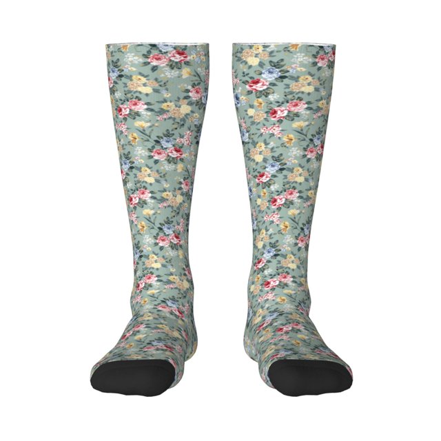 Fotbe Rose Flowers Calcetas Divertidas Estampadas para Hombre y Mujer, Calcetas de Algodón hasta la Rodilla para Caminar, Correr, Enfermería y Embarazo