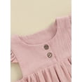 thumbnail image 6 of Suealasg Kids Girls Summer Clothes 6M 1T 2T 3T 4T Flying Sleeve Round Neck Button Decor A-Line Dress Toddler Girls Casual Party Dress Clothing, 6 of 9