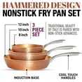 thumbnail image 2 of Gotham Steel Hammered Frying Pan Set, 3 Piece Nonstick Copper Fry Pans, 8”, 10” & 12” Skillet, Omelet Pan,  Dishwasher Safe, Cool Touch Handle, 2 of 6