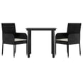 thumbnail image 3 of vidaXL 3 Piece Patio Dining Set with Cushions Black Poly Rattan, 3 of 9