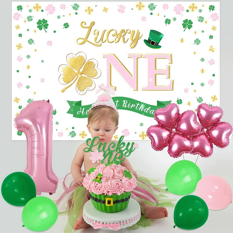 Lucky One Birthday Decorations Girl - St. Patrick's Day Birthday  Decorations, Lucky One Cake Topper, One High Chair Banner, Clover Foil  Balloons, Lucky One Birthday Backdrop for Girl 1st Birthday 