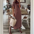 thumbnail image 3 of WILLBEST Vestidos con Curvas para Mujer, Vestido Largo de Verano A Rayas, Manga Corta, Cuello En V, Informal, Suelto, Largo, para Playa, con Abertura Chica, 3 of 3