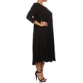 thumbnail image 3 of Women's Plus Size Casual 3/4 Sleeves Basic A-Line Pleated Solid Midi Dress, 3 of 6