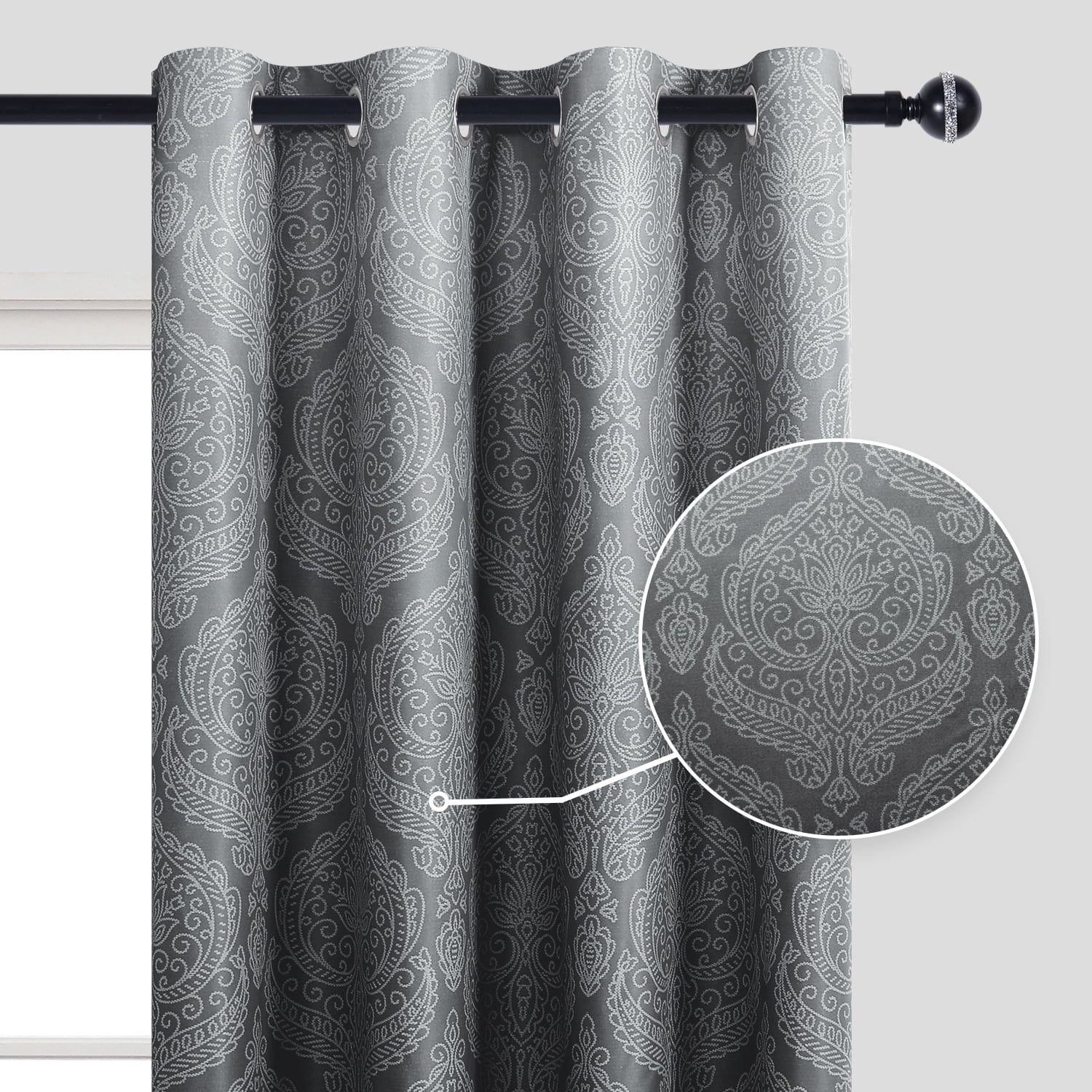 JIUZHEN Ombre Blackout Curtains 84 Inch - Gradient Thermal Insulated Room Darkening Drapes for Bedroom/Living Room, Set of 2 Panels, 52 x 84 Inch Length, Black