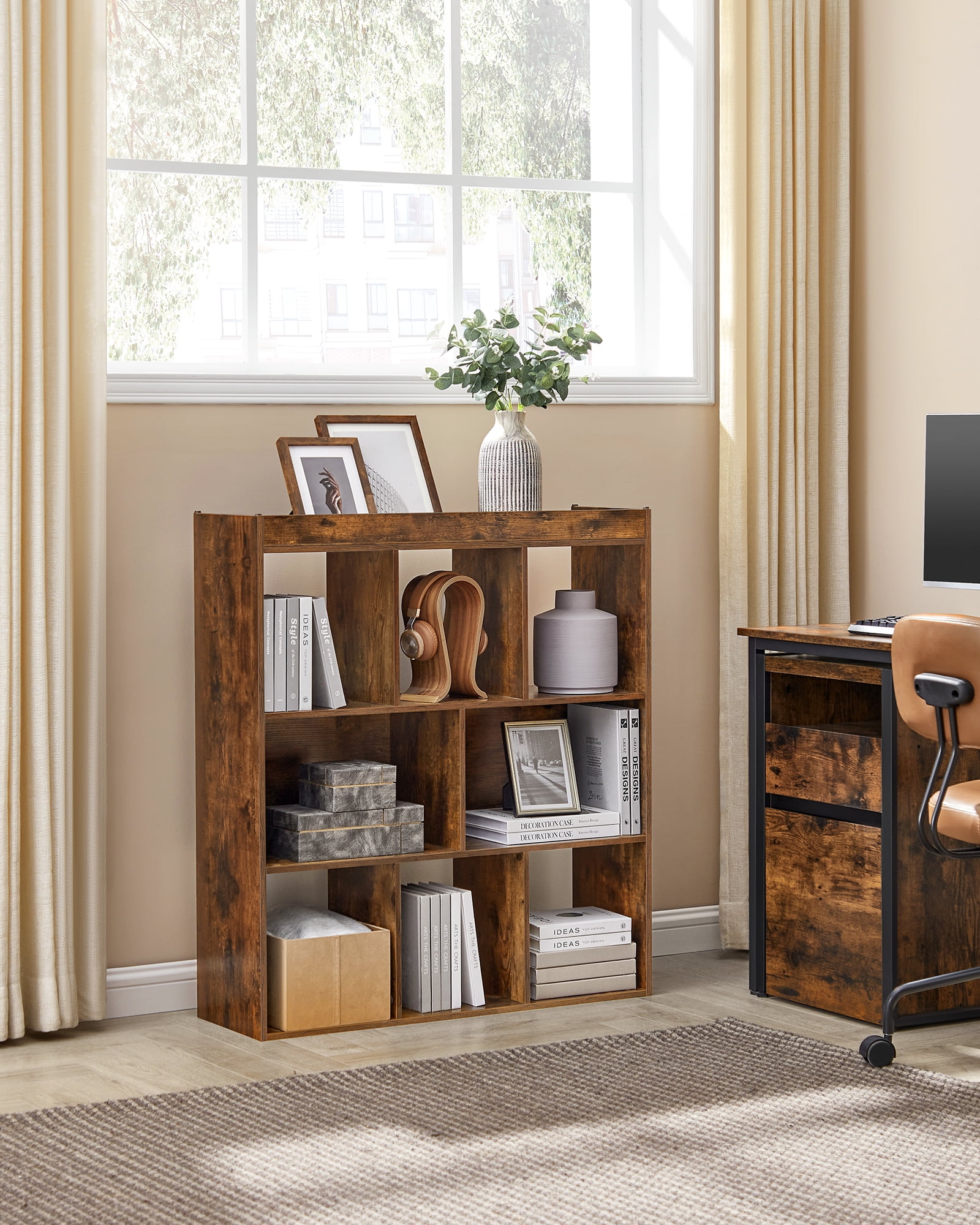 8-Cube Organizer, Modern Bookcase Storage for Livingroom Kidroom, Brown