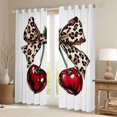 thumbnail image 2 of Manfei Vintage Leopard Print Bow Black Out Curtains for Teens Girls,Red Cherry Fruit Curtains Pack of 2 (42x63 Each) for Kids,Ultra Soft Home Decor, 2 of 6