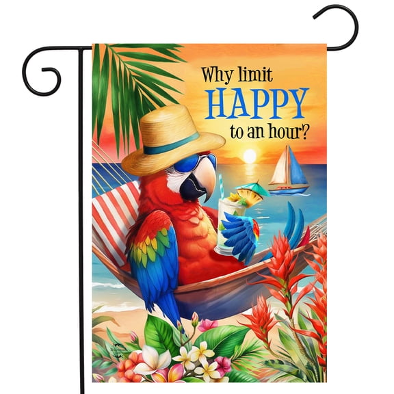Briarwood Lane Summer Garden Flag 12x18 For Outdoor Happy Hour Parrott For Summer Garden Flag Flags For Outside